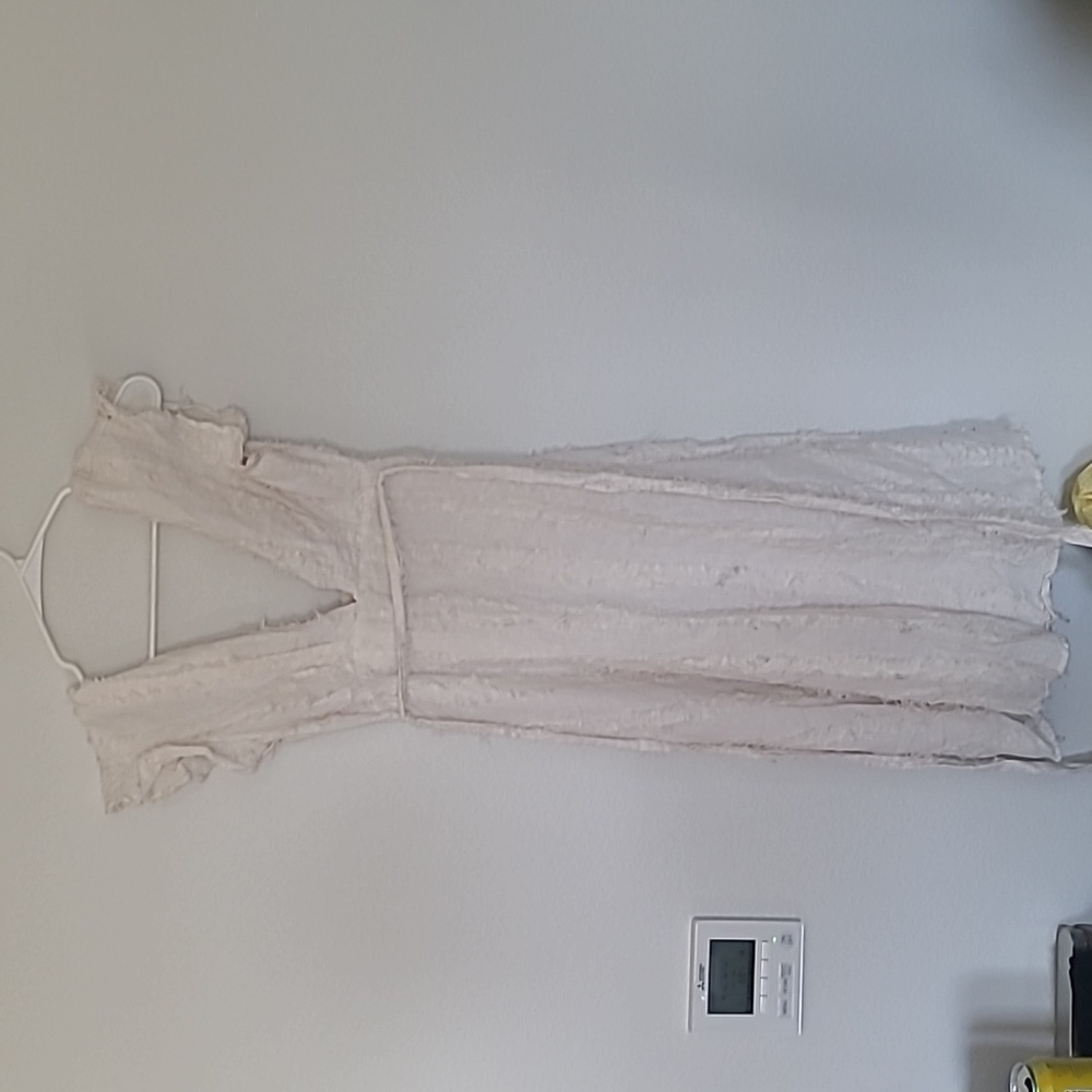 Line+dot white dress xs